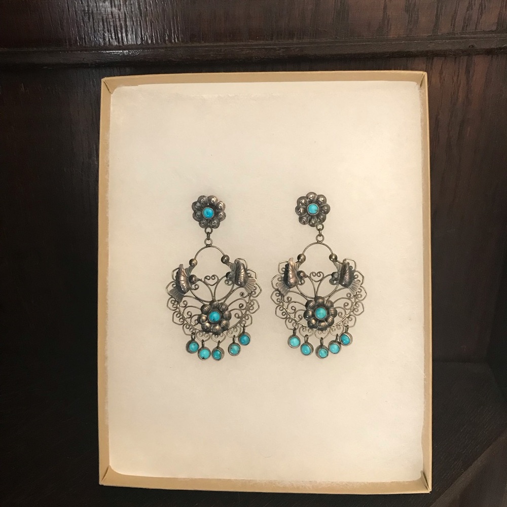 Federico Sterling earrings with turquoise.